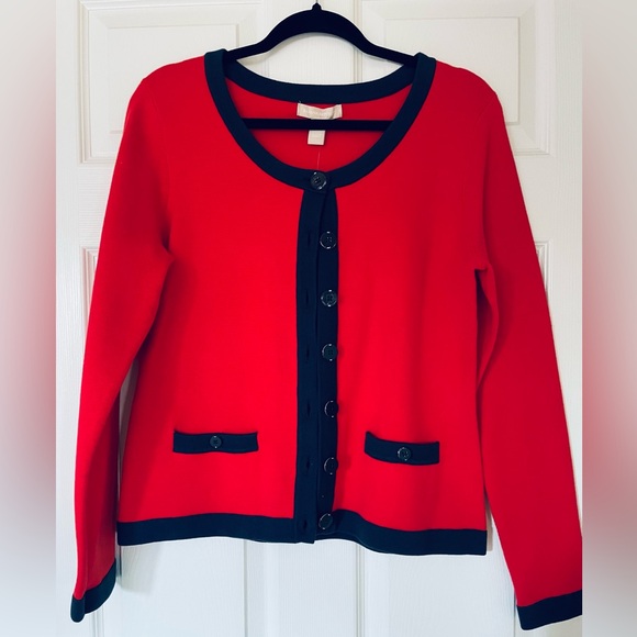 Banana Republic Sweaters - Banana Republic | Red Tipped Sweater Jacket | Navy Trim | Polished Cardigan